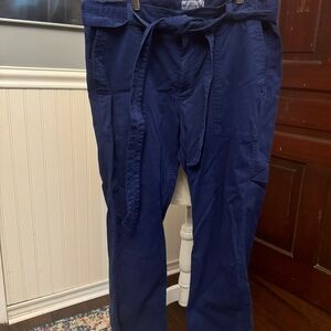 Vineyard Vines Women’s Blue Utility Pants Tie Waist Raw Hem Size 12